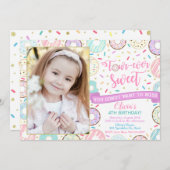 ドーナツ誕生日招待状フォーエバースウィート招待状 招待状 (正面/裏面)