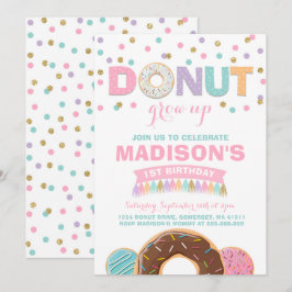 ドーナツ誕生日招待状 ドーナツ成長パーティー 招待状