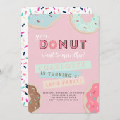 ドーナツ誕生日招待状-恋しく思ドーツこのパーティー! 招待状 (正面/裏面)