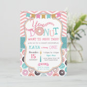 ドーナツ誕生日招待状 招待状 (スタンド正面)