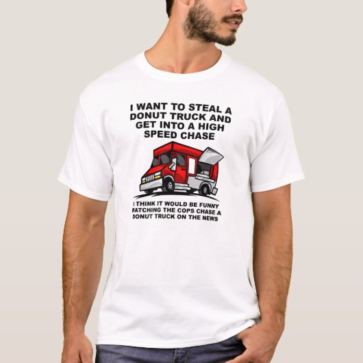 ドーナツ警察の追跡 面白いTシャツ Tシャツ (正面)