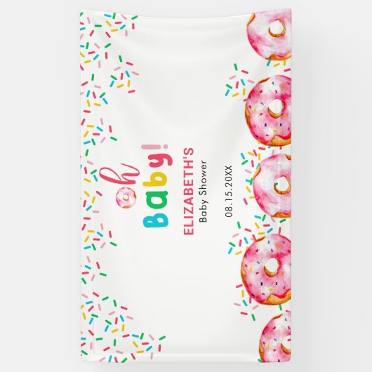 ドーナツ赤ちゃんシャワーカラフル虹の背景記号 横断幕 (縦)