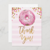 ドーナツ赤ちゃんシャワーサンキューカードガールピンク 出欠カード (正面/裏面)