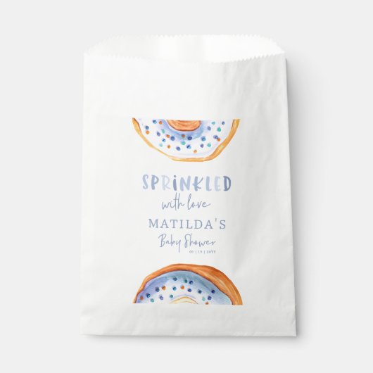 ドーナツ赤ちゃんシャワーブルーガーリーかわいい歓迎 フェイバーバッグ (正面)