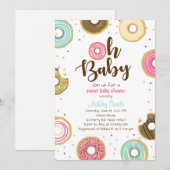 ドーナツ赤ちゃんシャワー招待コードシャワードーナツ 招待状 (正面/裏面)