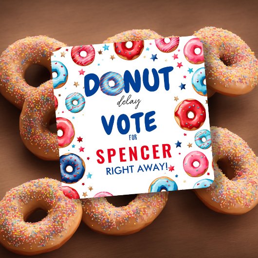 ドーナツ遅延：投票"選挙カラフル青&赤 スクエアシール
