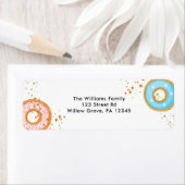 ドーナツ金ゴールドスプリンクルピンク差出人住所ラベル ラベル (インサイチュ)