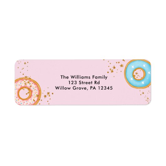 ドーナツ金ゴールドスプリンクルピンク差出人住所 ラベル (正面)