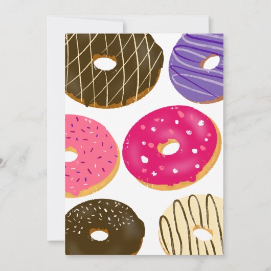 ドーナツ1回おもしろいかわいい水色1歳の誕生日 招待状 (裏面)