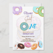 ドーナツ1歳の男の子 誕生日招待状 招待状 (正面)