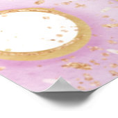 ドーナツ1歳の誕生日パーティーウェルカムサインポスターアクア ポスター (角)