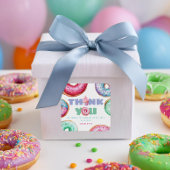 ドーナツ1歳の誕生日パーティーガールかわいい感謝お願い スクエアシール