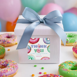 ドーナツ1歳の誕生日パーティーガールかわいい感謝お願い スクエアシール