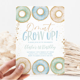 ドーナツ1歳の誕生日招待状ボーイドーナツ成長 招待状