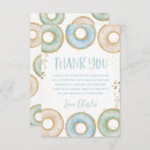 ドーナツ1歳誕生日フラットありがとうカード ピンクブルー サンキューカード (正面/裏面)