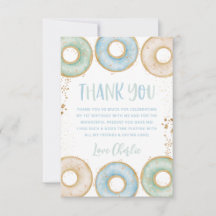 ドーナツ1歳誕生日フラットありがとうカード ピンク ブルー