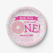 ドーナツ1stバースデーガールレインボーブラウンズ ペーパープレート (正面)
