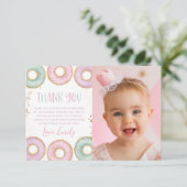 ドーナツ1stバースデーフラットサンキューカードアクア サンキューカード (スタンド正面)