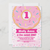 ドーナツ1st最初の誕生日ガール招待状散水 招待状 (正面)