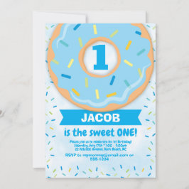 ドーナツ1st第1誕生日招待状ボーイスクラル 招待状