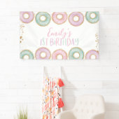 ドーナツ1th誕生日パーティーバナーバックドランドアクア 横断幕 (インサイチュ)