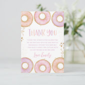 ドーナツ1th誕生日フラットサンキューカードピンク紫 サンキューカード (スタンド正面)