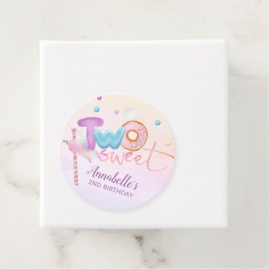 ドーナツ2つの甘い2番目の誕生日紙カップ フェイバータグ (インサイチュ)