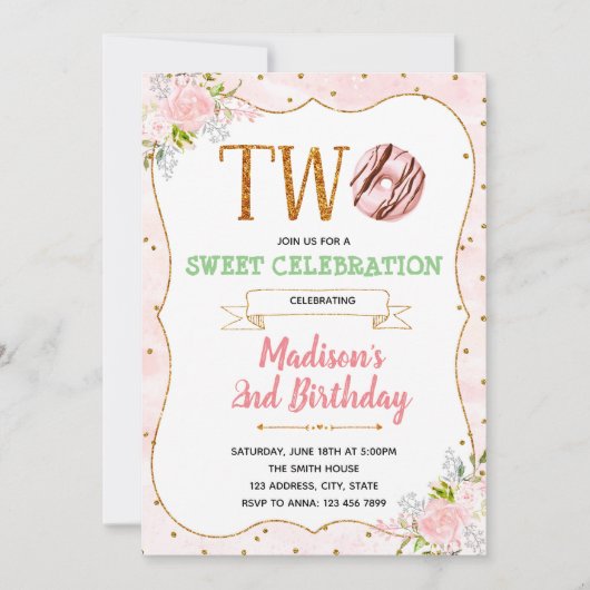 ドーナツ2人のテーマ招待 招待状 (正面)