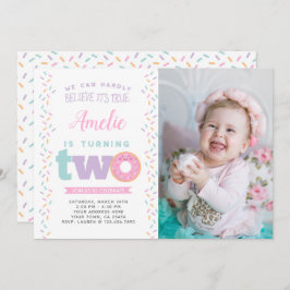 ドーナツ2歳の誕生日招待状（写真付き） 招待状