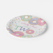 ドーナツ2ndバースデーガールピンクの散水器 ペーパープレート (アングル)