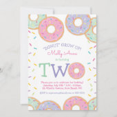 ドーナツ2nd誕生日招待状ピンクの散水器 招待状 (正面)