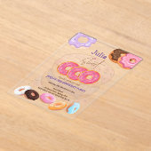 ドーナツ3位の誕生日ピンク アクリル招待状 (レイダウン)