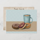 ドーナツ3枚とコーヒーポストカード ポストカード (正面/裏面)