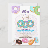 ドーナツ3歳の誕生日の男の子の招待 招待状 (正面)