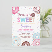 ドーナツ3歳の誕生日パーティードーナツ3は甘い 招待状 (スタンド正面)