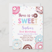 ドーナツ3歳の誕生日パーティー ドーナツ・スリー・イズ・スイート 招待状 (正面)