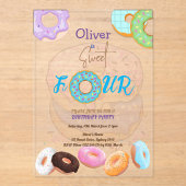 ドーナツ4歳の誕生日の男の子 アクリル招待状 (正面)