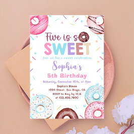 ドーナツ5hバースデーパーティードーナツファイブは甘い 招待状