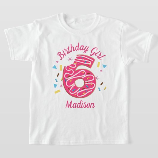 ドーナツ6歳の誕生日の幼児Tシャツ Tシャツ (レイダウン)
