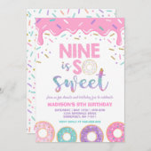ドーナツ9番誕生日招待状ドーナツ9は甘い 招待状 (正面/裏面)