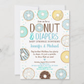 ドーナツ&おむつブルードーナツベビー振りかける 招待状 (正面)