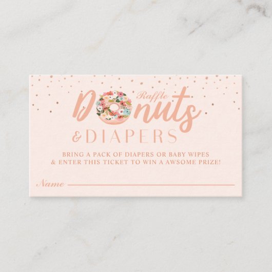 ドーナツ&おむつラッフルカードベビーシャワーエンクロージャ 名刺 (正面)