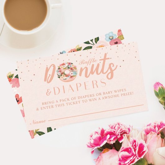 ドーナツ&おむつラッフルカードベビーシャワーエンクロージャ 名刺