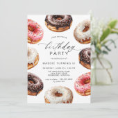 ドーナツ |かわいいデザートテーマガールズバースデーパーティー 招待状 (スタンド正面)