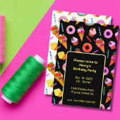 ドーナツ&アイスクリーム子供の誕生日パーティの招待状 招待状