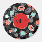 ドーナツ，アイスクリーム，カップケーキ，デザート，モノグラム マグネット (正面)