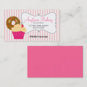 ドーナツ、カップケーキ、ピンクストライプベーカリー 名刺 (正面/裏面)