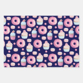 ドーナツ、カップケーキ、マカロン ラッピングペーパーシート (正面)