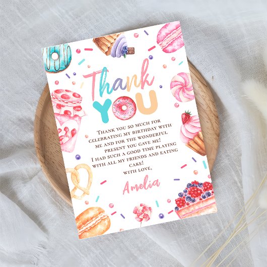 ドーナツ キャンディー ガール 誕生日 フォト ありがとう カード