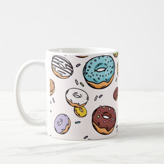 ドーナツ シームレス パターン コーヒーマグカップ (左)